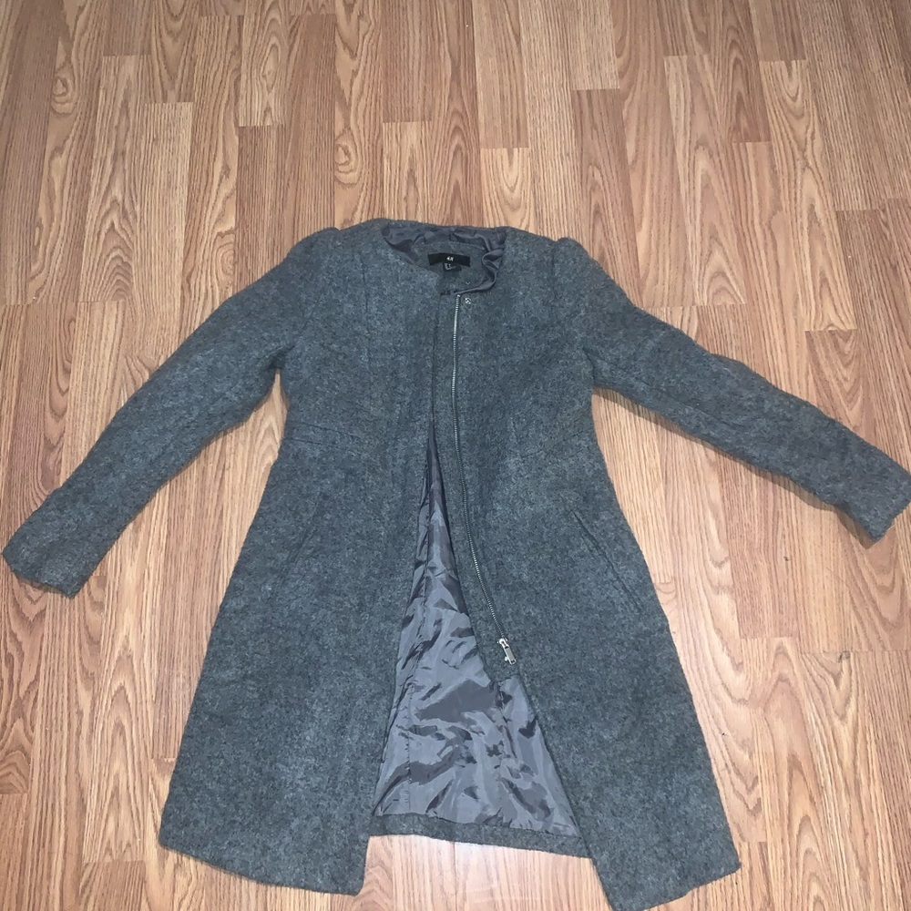 H&M long grey wool trench